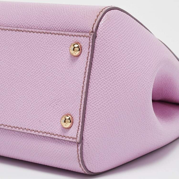 Pre Owned Dolce & Gabbana Lilac Leather Medium Miss Sicily Top Handle Bag
