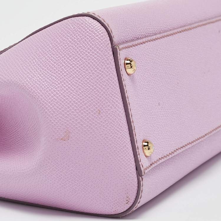 Pre Owned Dolce & Gabbana Lilac Leather Medium Miss Sicily Top Handle Bag