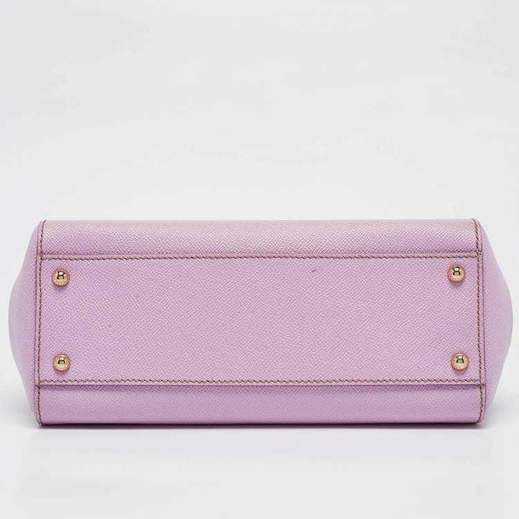 Pre Owned Dolce & Gabbana Lilac Leather Medium Miss Sicily Top Handle Bag