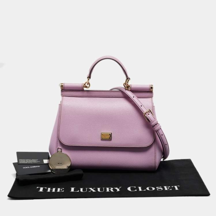 Pre Owned Dolce & Gabbana Lilac Leather Medium Miss Sicily Top Handle Bag