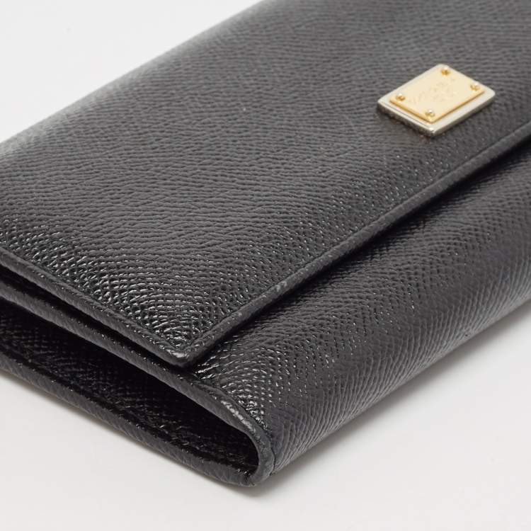 مملوكة مسبقًا Dolce & Gabbana Black Leather Flap Continental Wallet