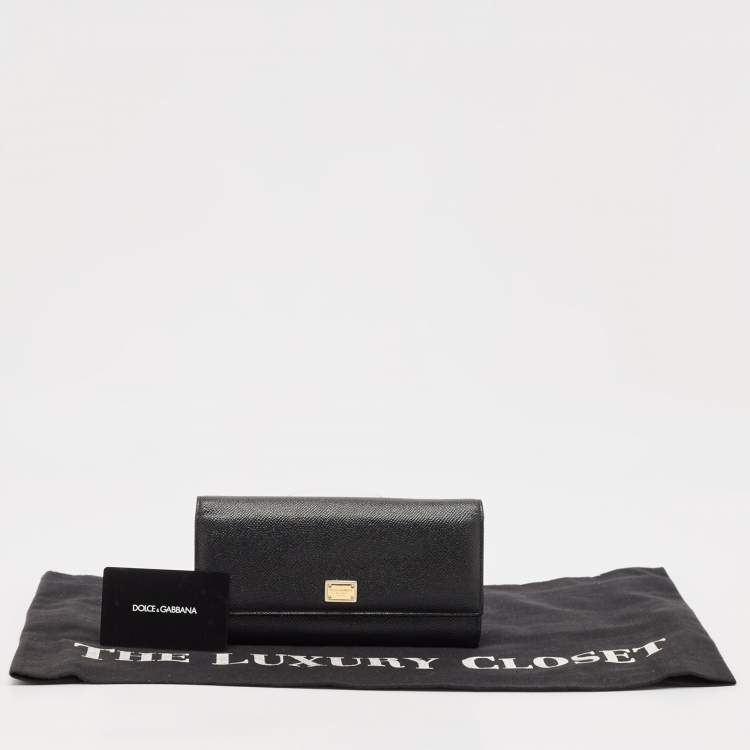 مملوكة مسبقًا Dolce & Gabbana Black Leather Flap Continental Wallet