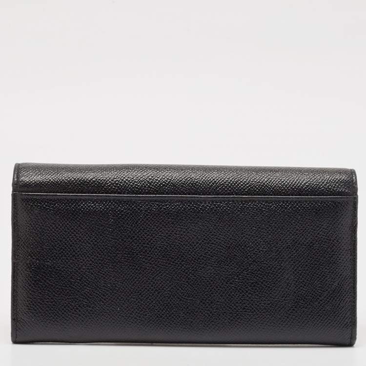 مملوكة مسبقًا Dolce & Gabbana Black Leather Flap Continental Wallet