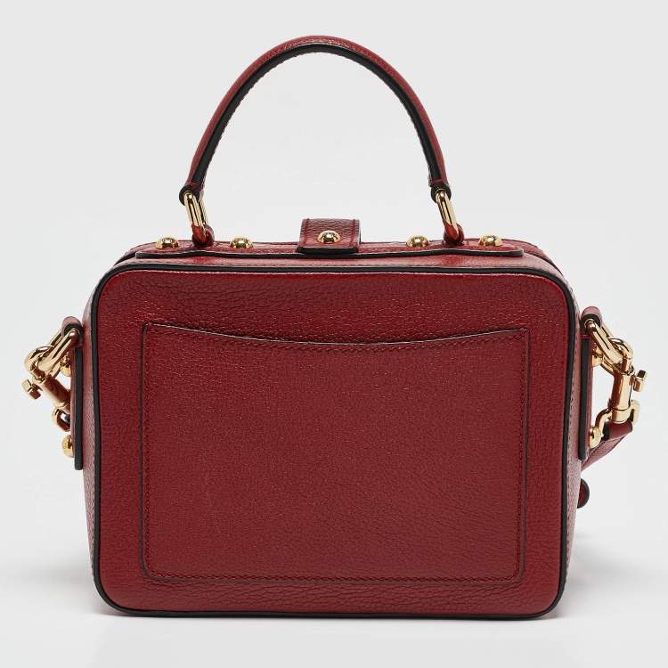 Pre Owned Dolce & Gabbana Red Leather Rosaria Box Top Handle Bag