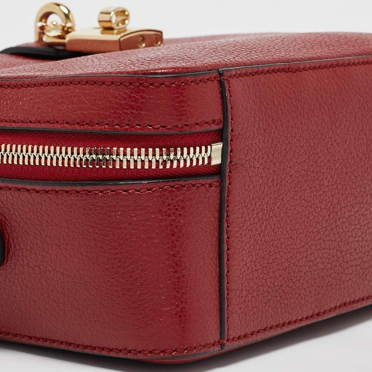 Pre Owned Dolce & Gabbana Red Leather Rosaria Box Top Handle Bag