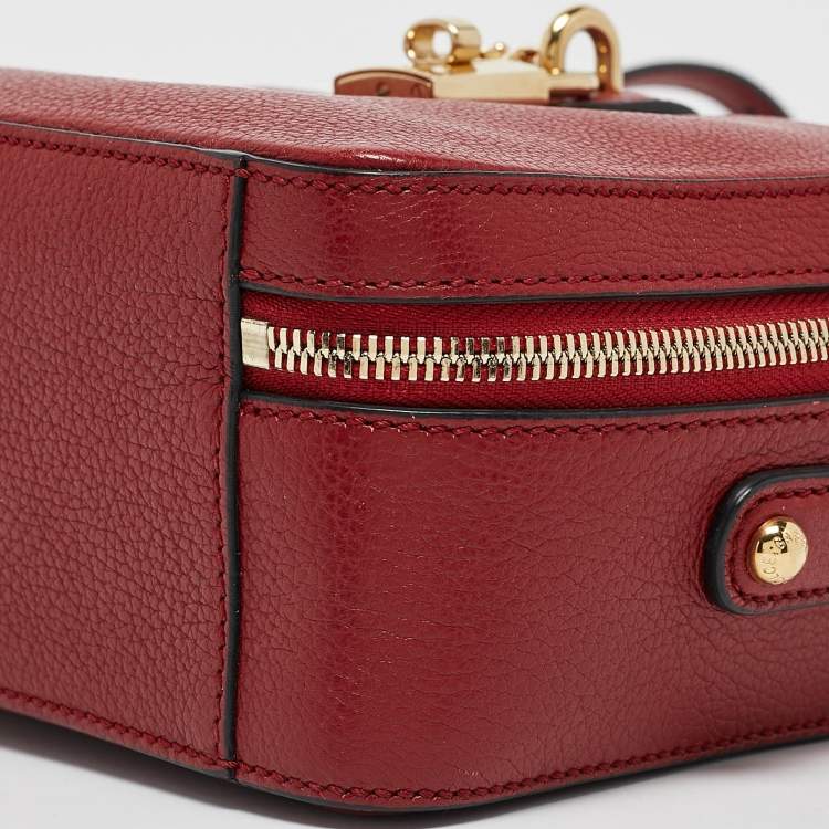 Pre Owned Dolce & Gabbana Red Leather Rosaria Box Top Handle Bag