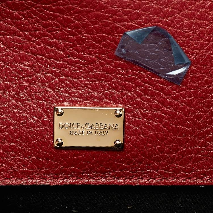 Pre Owned Dolce & Gabbana Red Leather Rosaria Box Top Handle Bag