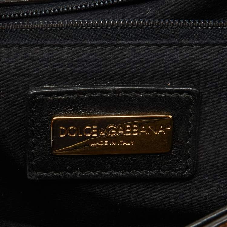 Pre Owned Dolce & Gabbana Brown Karung Leather Leopard Print Large Miss Sicily Top Handle Bag