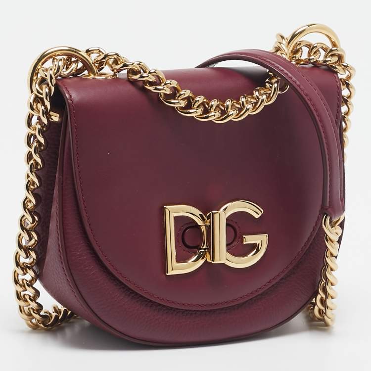 Pre Owned Dolce & Gabbana Burgundy Leather Wifi Shoulder Bag