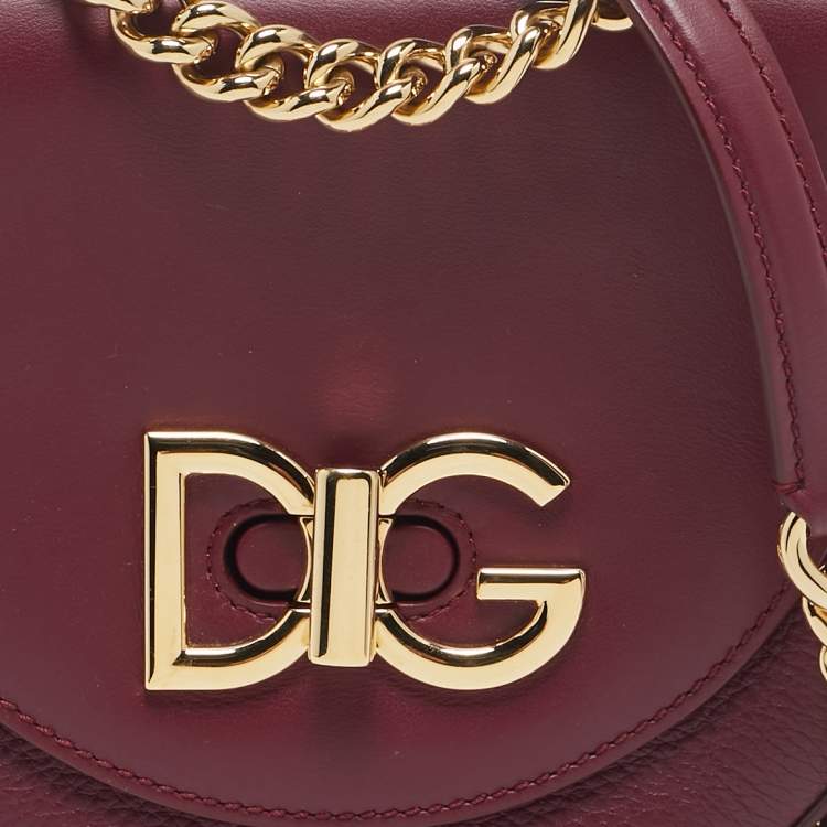 Pre Owned Dolce & Gabbana Burgundy Leather Wifi Shoulder Bag