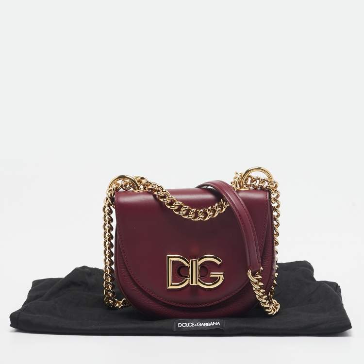 Pre Owned Dolce & Gabbana Burgundy Leather Wifi Shoulder Bag