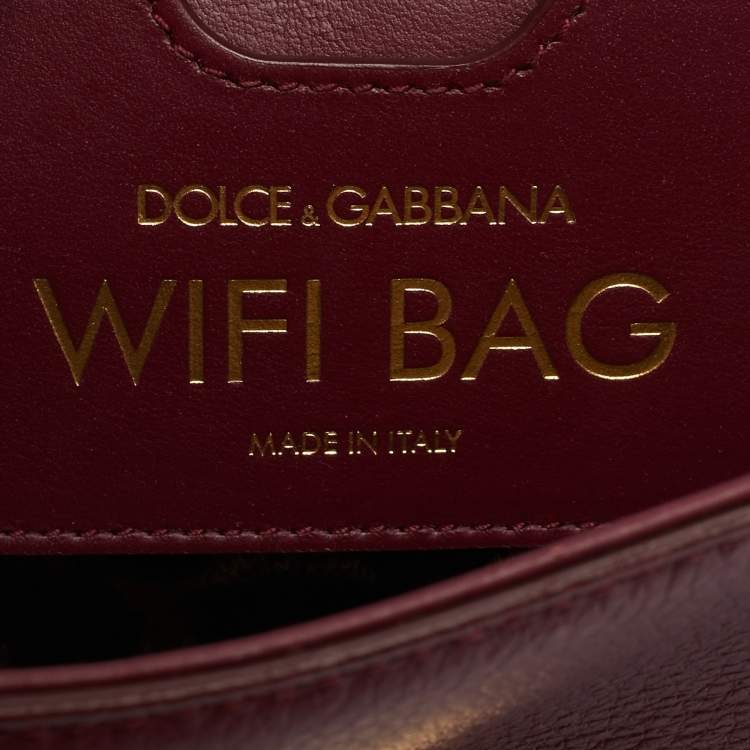 Pre Owned Dolce & Gabbana Burgundy Leather Wifi Shoulder Bag