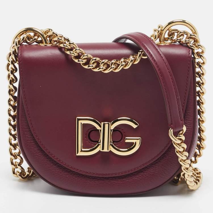 Pre Owned Dolce & Gabbana Burgundy Leather Wifi Shoulder Bag
