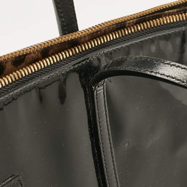 Pre Owned Dolce & Gabbana Black Patent Leather Miss Escape Zip Tote