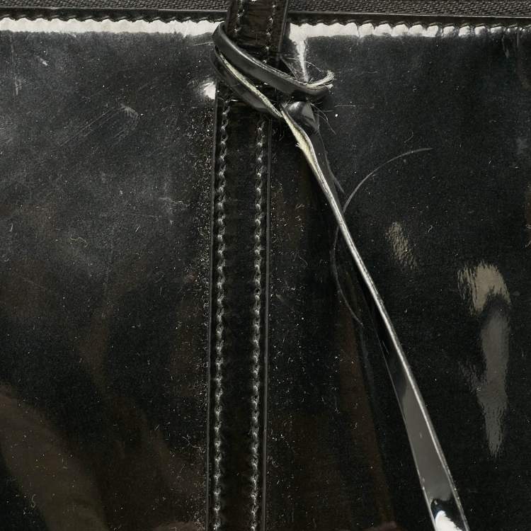Pre Owned Dolce & Gabbana Black Patent Leather Miss Escape Zip Tote