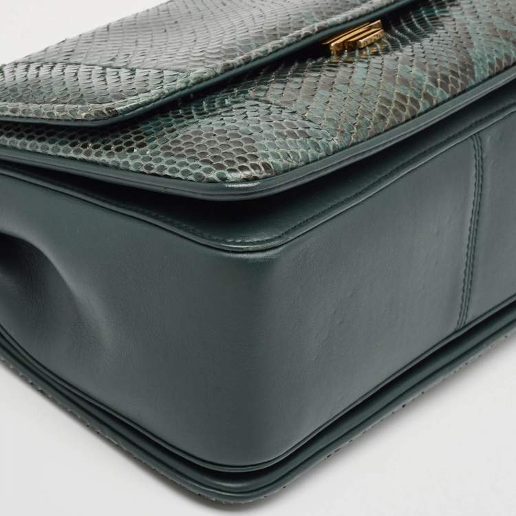 Pre Owned Dolce & Gabbana Green Python Miss Margarita Shoulder Bag