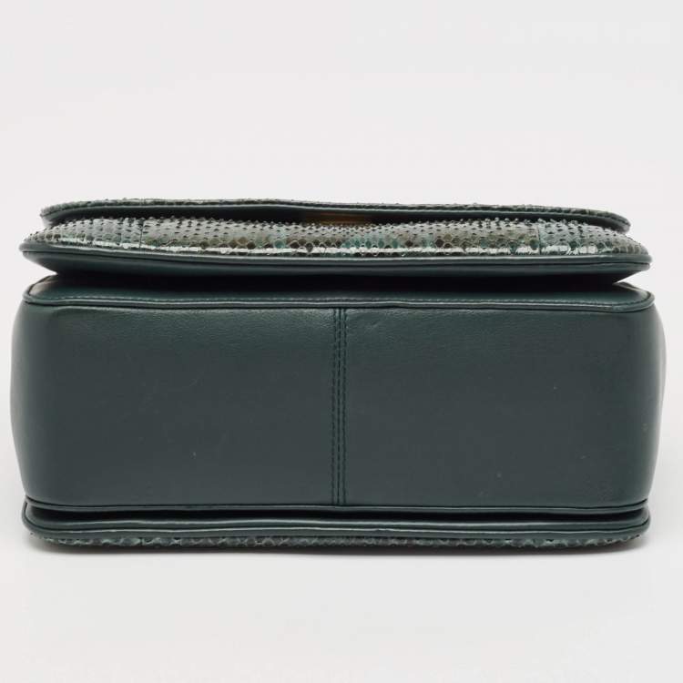 Pre Owned Dolce & Gabbana Green Python Miss Margarita Shoulder Bag