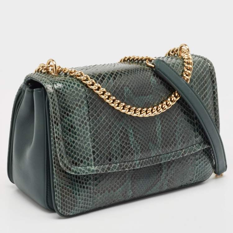 Pre Owned Dolce & Gabbana Green Python Miss Margarita Shoulder Bag