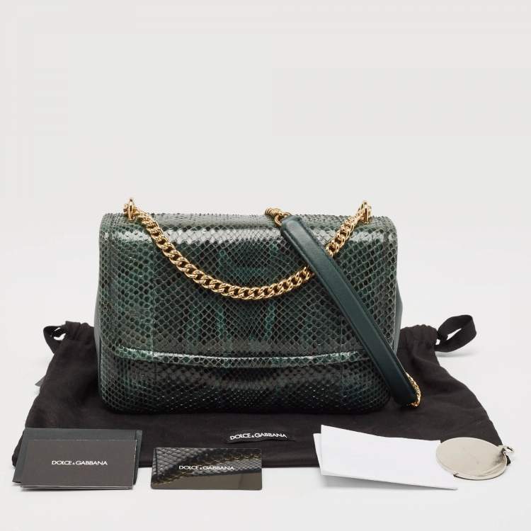 Pre Owned Dolce & Gabbana Green Python Miss Margarita Shoulder Bag