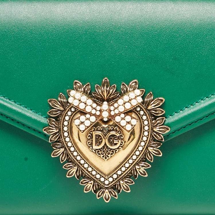Pre Owned Dolce & Gabbana Green Leather Devotion Belt Bag