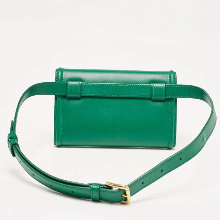 Pre Owned Dolce & Gabbana Green Leather Devotion Belt Bag