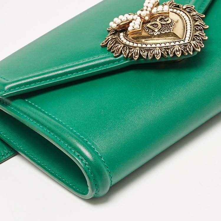 Pre Owned Dolce & Gabbana Green Leather Devotion Belt Bag