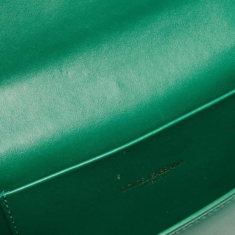 Pre Owned Dolce & Gabbana Green Leather Devotion Belt Bag