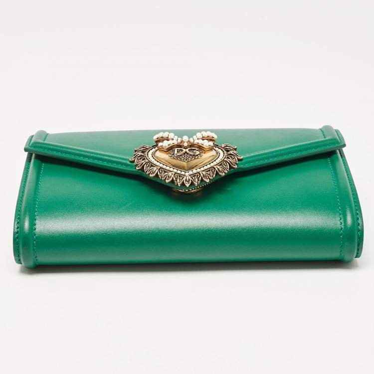 Pre Owned Dolce & Gabbana Green Leather Devotion Belt Bag