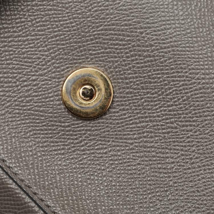 Pre Owned Dolce & Gabbana Grey Leather Medium Miss Sicily Top Handle Bag
