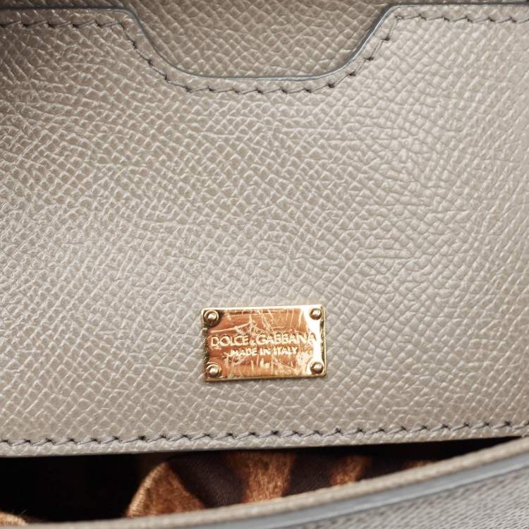 Pre Owned Dolce & Gabbana Grey Leather Medium Miss Sicily Top Handle Bag