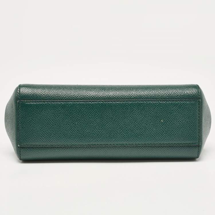 Pre Owned Dolce & Gabbana Green Leather Small Miss Sicily Top Handle Bag
