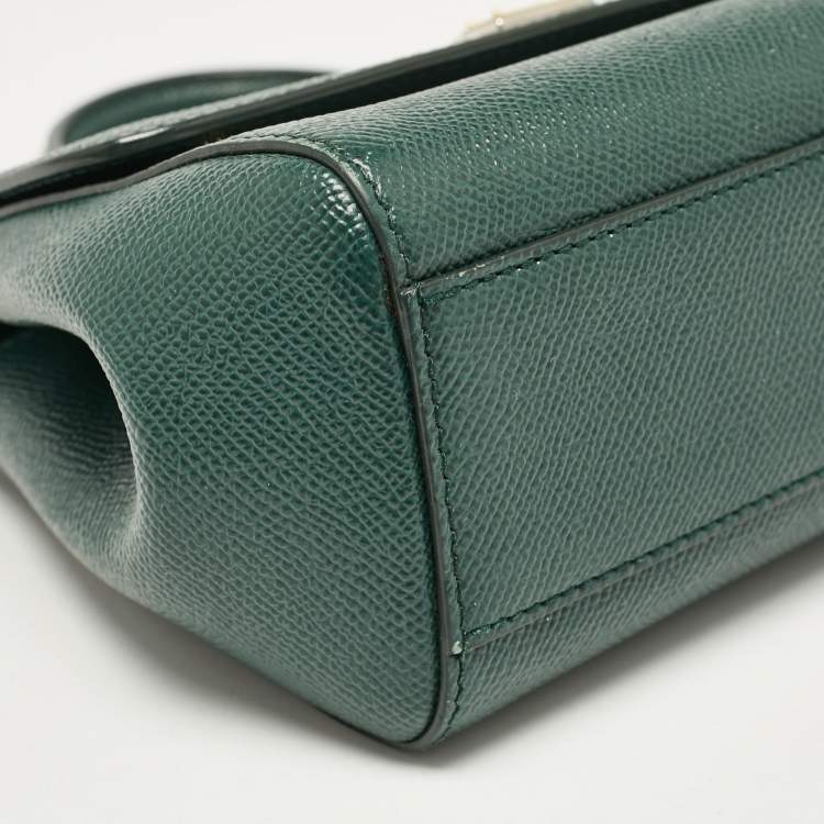 Pre Owned Dolce & Gabbana Green Leather Small Miss Sicily Top Handle Bag