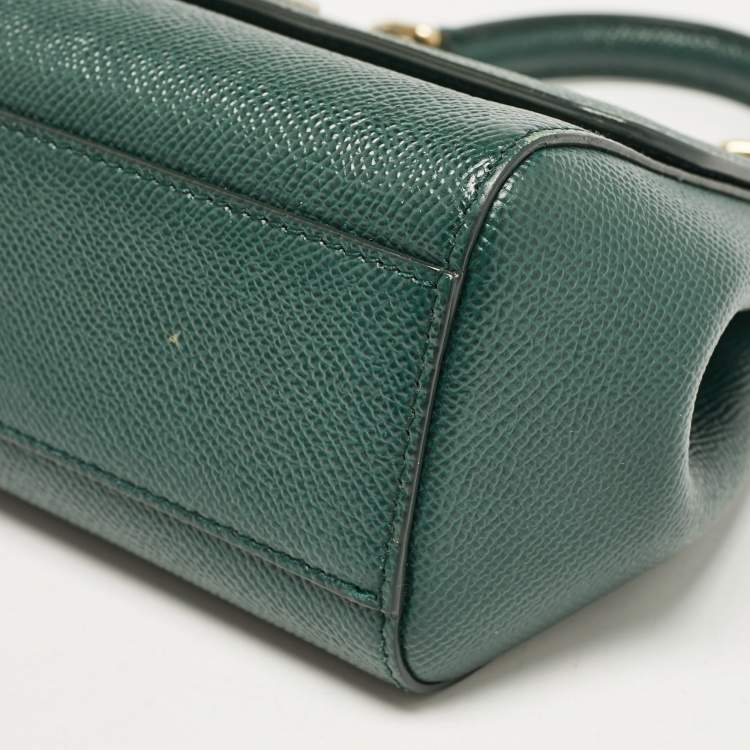 Pre Owned Dolce & Gabbana Green Leather Small Miss Sicily Top Handle Bag