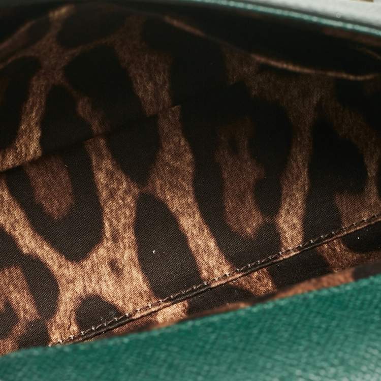 Pre Owned Dolce & Gabbana Green Leather Small Miss Sicily Top Handle Bag