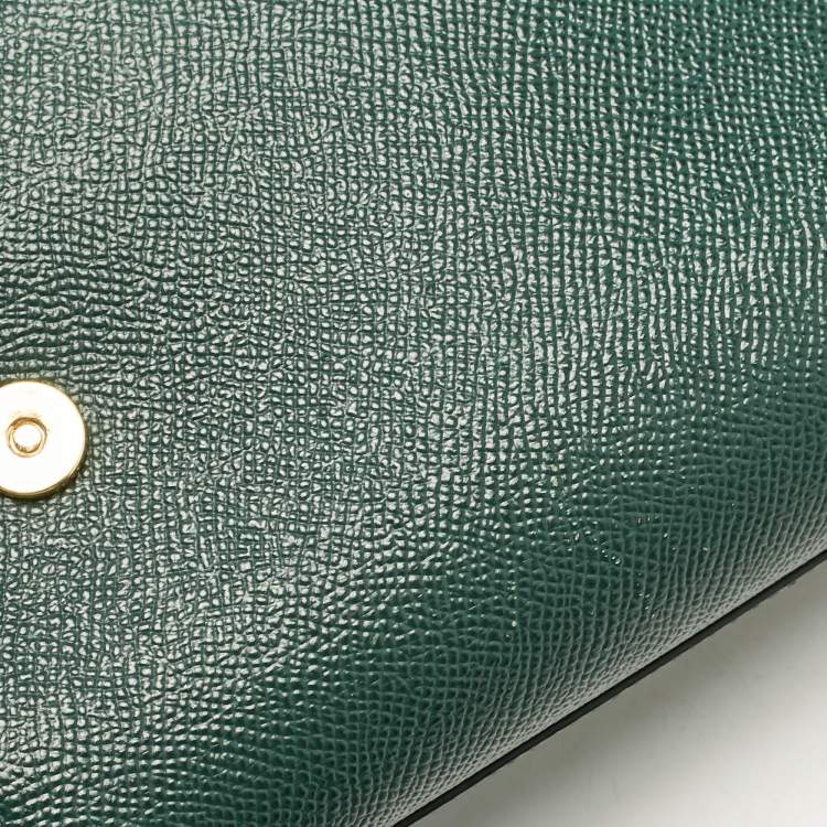 Pre Owned Dolce & Gabbana Green Leather Small Miss Sicily Top Handle Bag
