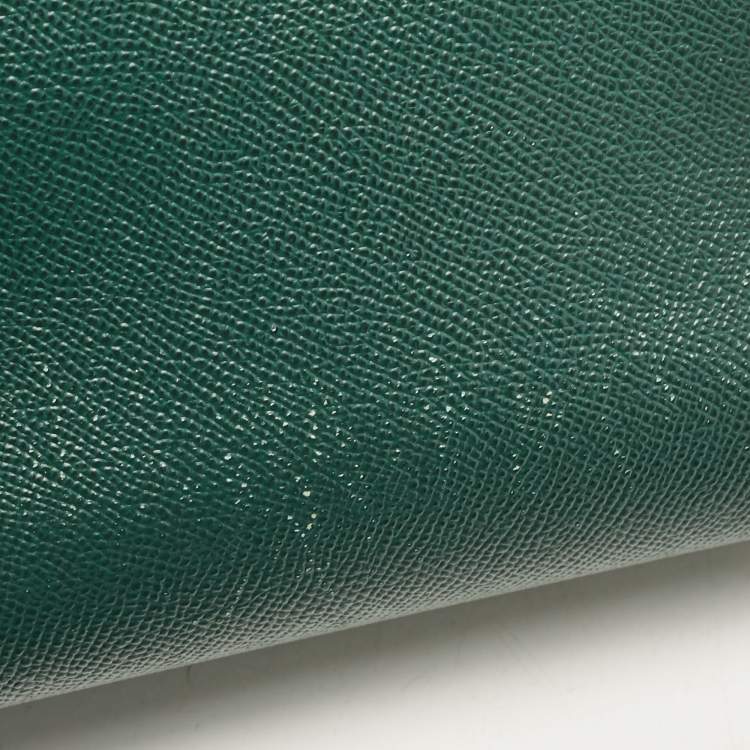 Pre Owned Dolce & Gabbana Green Leather Small Miss Sicily Top Handle Bag