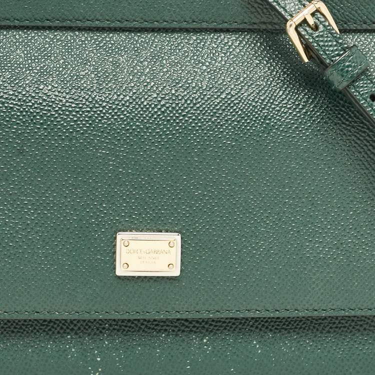Pre Owned Dolce & Gabbana Green Leather Small Miss Sicily Top Handle Bag