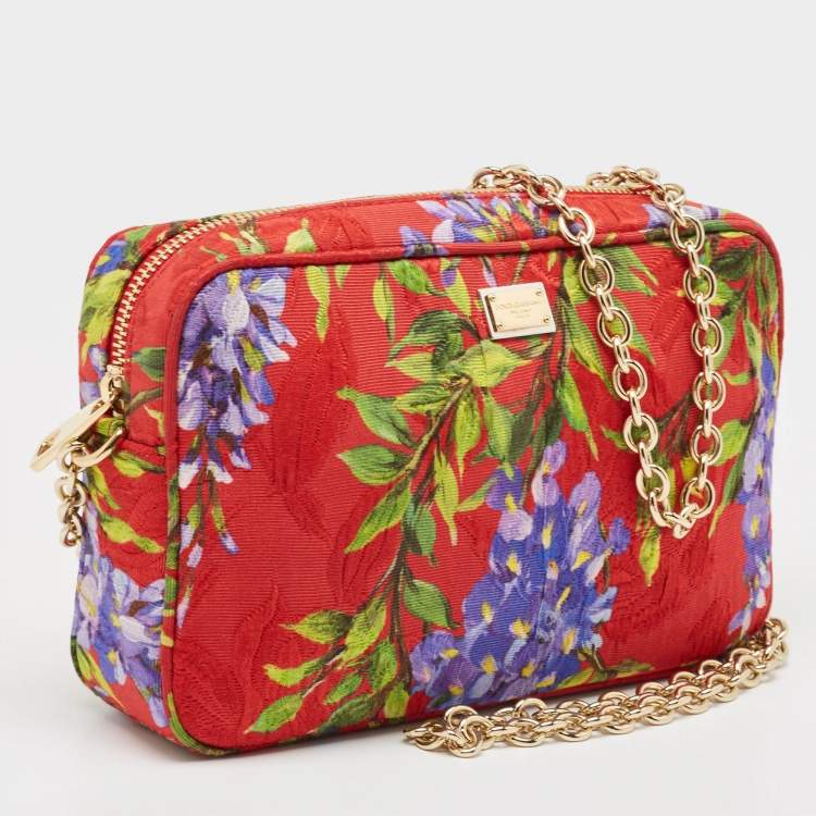 Pre Owned Dolce & Gabbana Multicolor Floral Print Fabric Miss Glam Chain Shoulder Bag