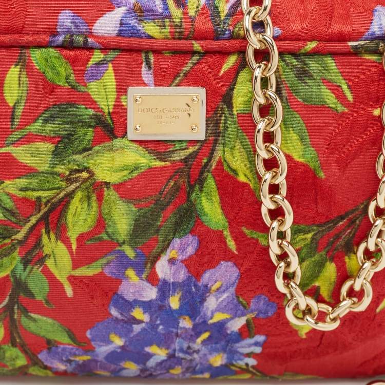 Pre Owned Dolce & Gabbana Multicolor Floral Print Fabric Miss Glam Chain Shoulder Bag