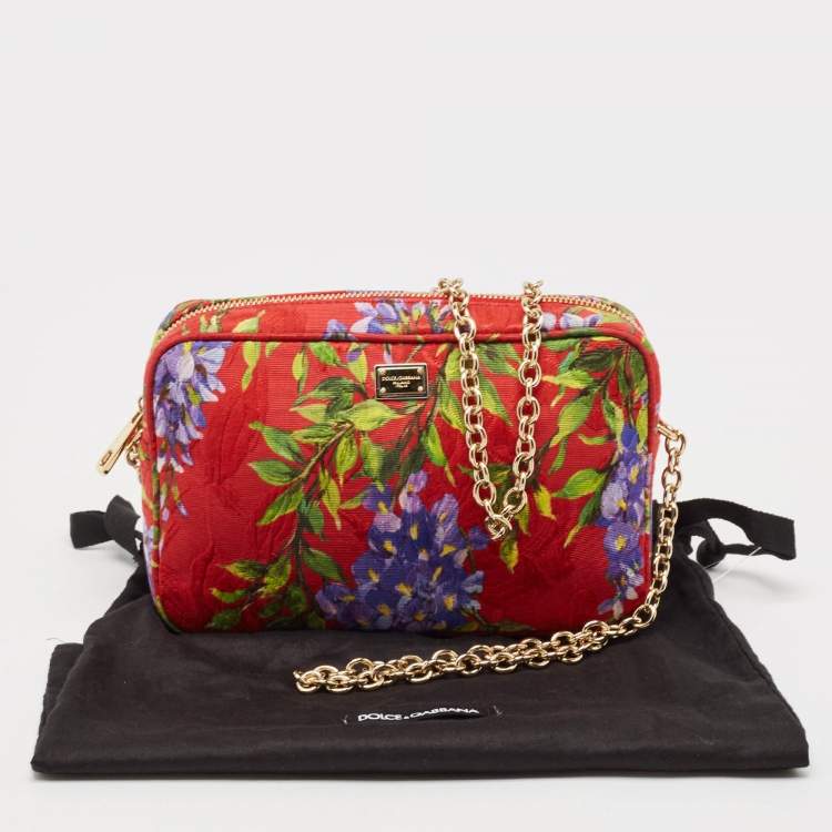 Pre Owned Dolce & Gabbana Multicolor Floral Print Fabric Miss Glam Chain Shoulder Bag