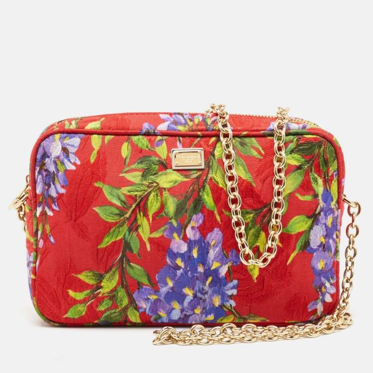Pre Owned Dolce & Gabbana Multicolor Floral Print Fabric Miss Glam Chain Shoulder Bag