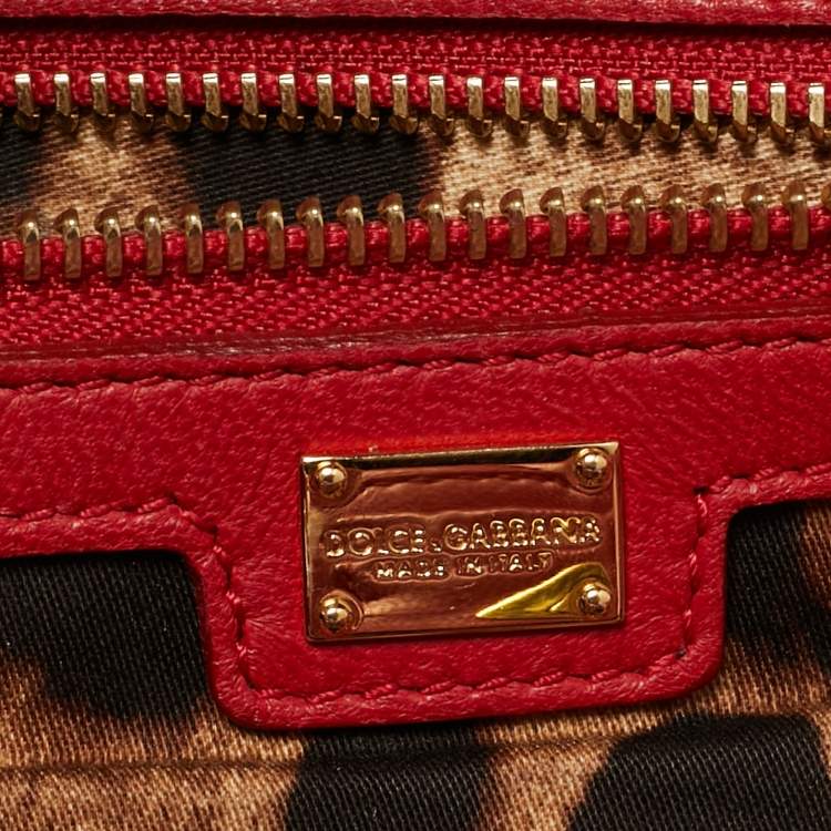 Pre Owned Dolce & Gabbana Red Quilted Leather Chain Shopper Tote