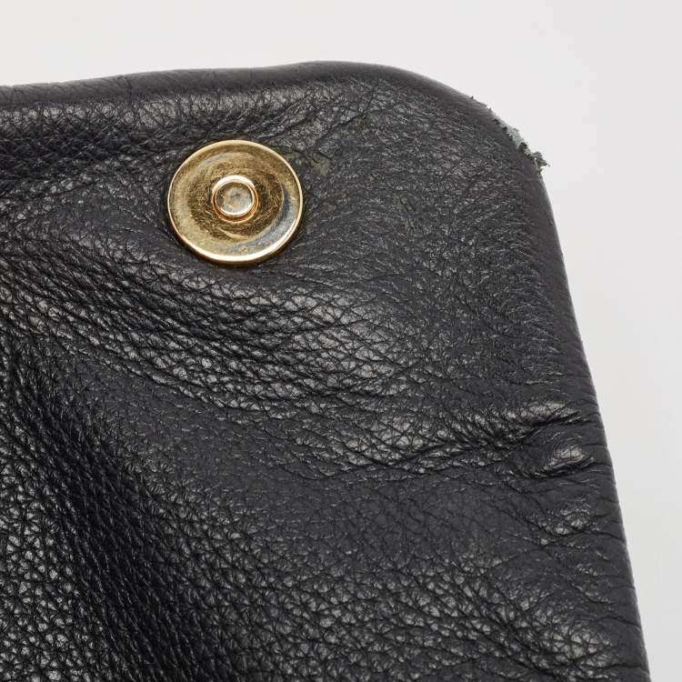 Pre Owned Dolce & Gabbana Black Leather Large Soft Miss Sicily Top Handle Bag