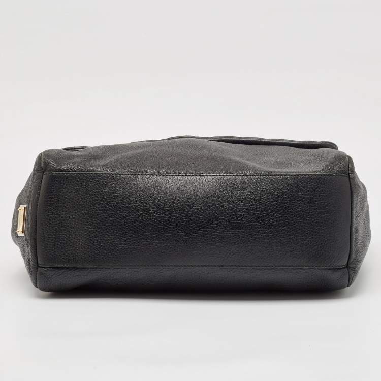 Pre Owned Dolce & Gabbana Black Leather Large Soft Miss Sicily Top Handle Bag