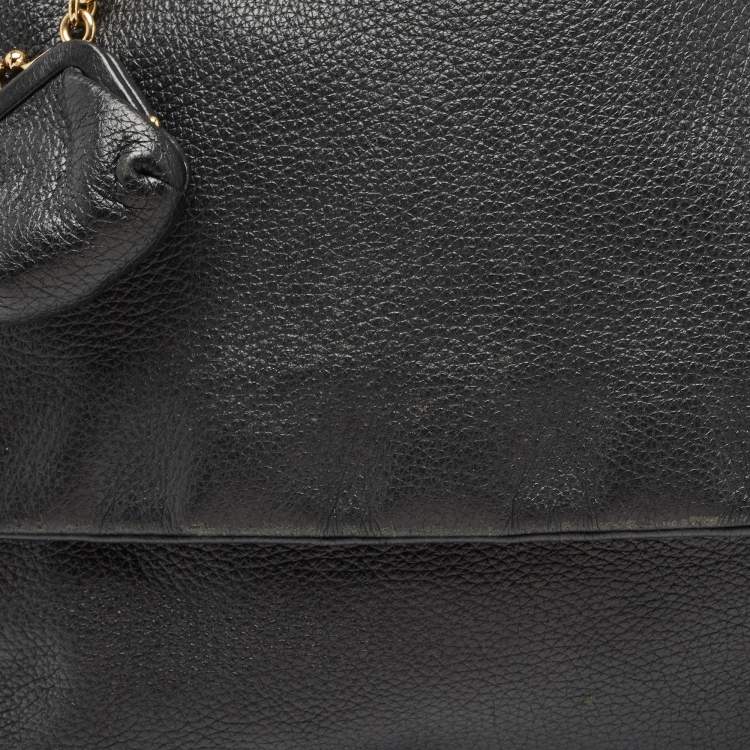 Pre Owned Dolce & Gabbana Black Leather Large Soft Miss Sicily Top Handle Bag