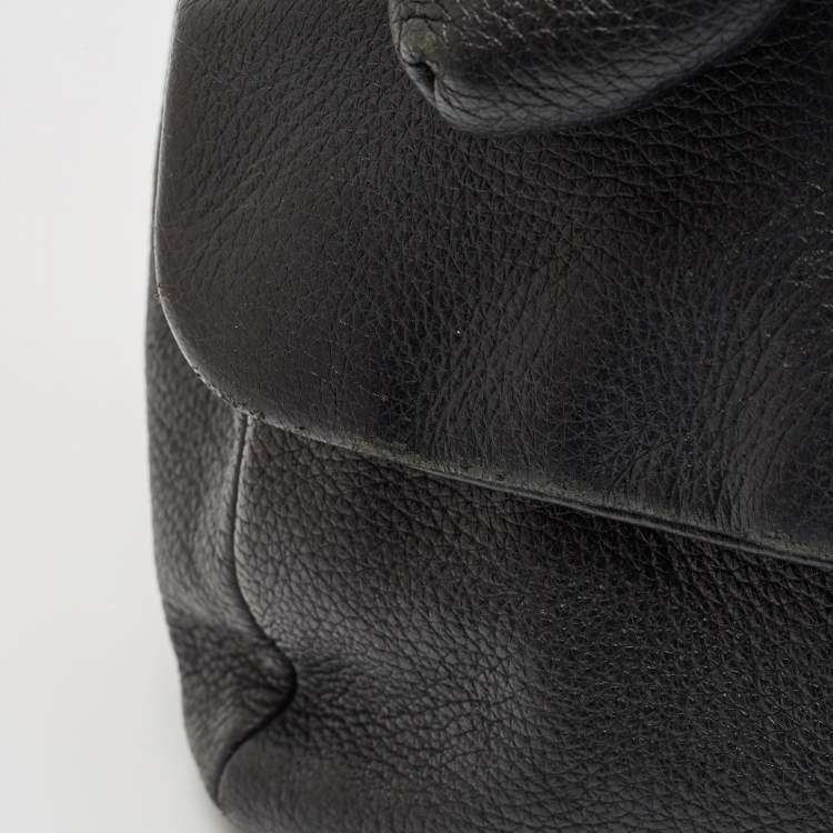 Pre Owned Dolce & Gabbana Black Leather Large Soft Miss Sicily Top Handle Bag