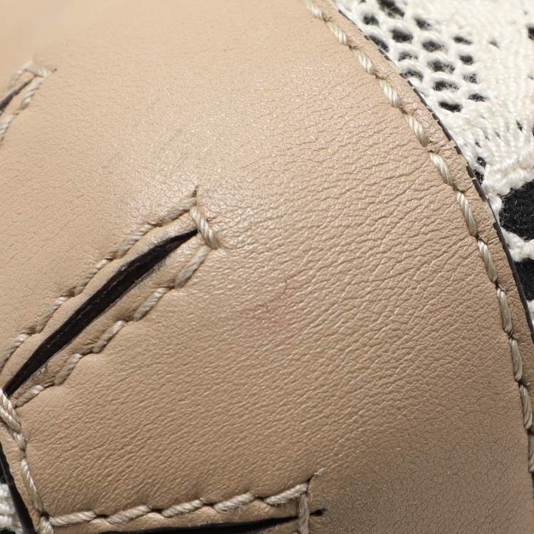 Pre Owned Dolce & Gabbana White/Beige Lace and Leather Large Miss Sicily Heritage Satchel