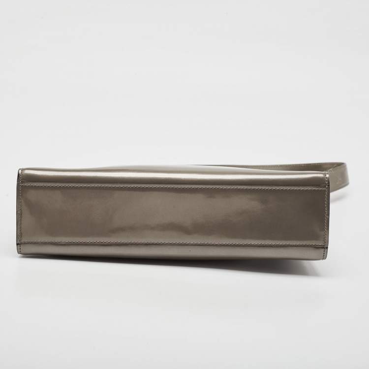 Pre Owned Dolce & Gabbana Grey Patent Leather DG Shoulder Bag