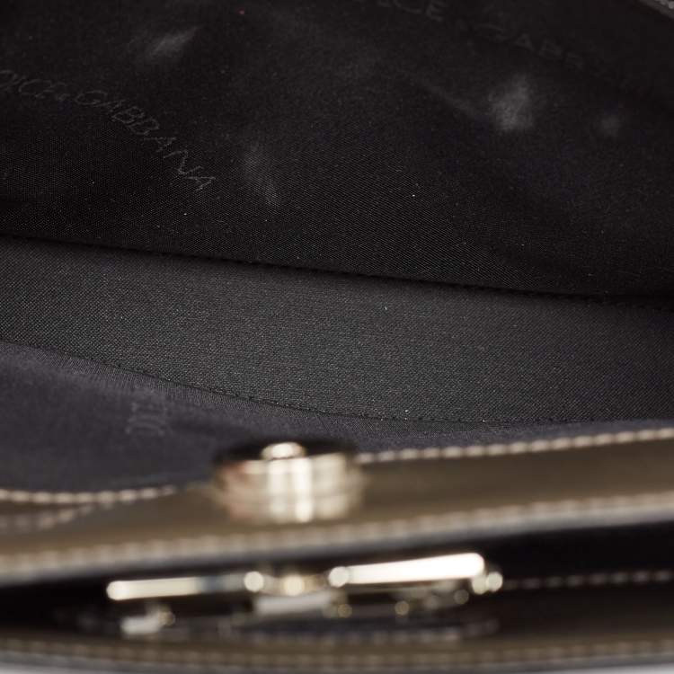 Pre Owned Dolce & Gabbana Grey Patent Leather DG Shoulder Bag