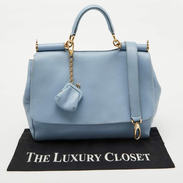 Pre Owned Dolce & Gabbana Blue Leather Miss Sicily Top Handle Bag